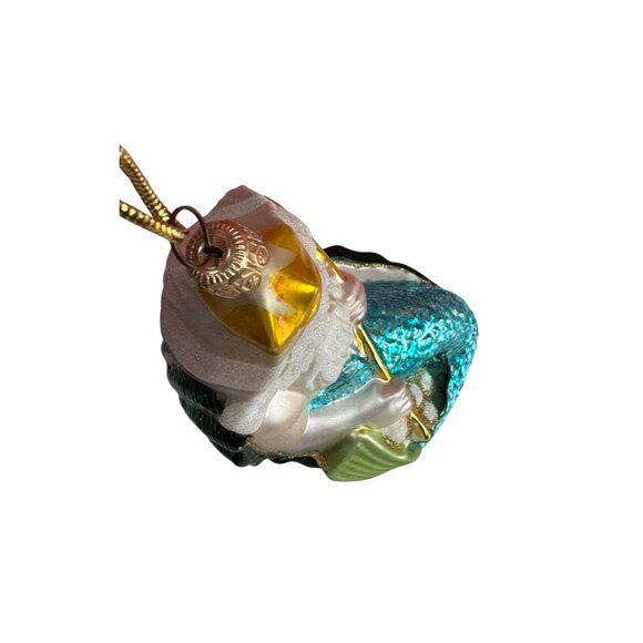 Kurt Adler Polonaise King Neptune Merman Blown Glass Ornament 6½ Aqua Green - Picture 6 of 7